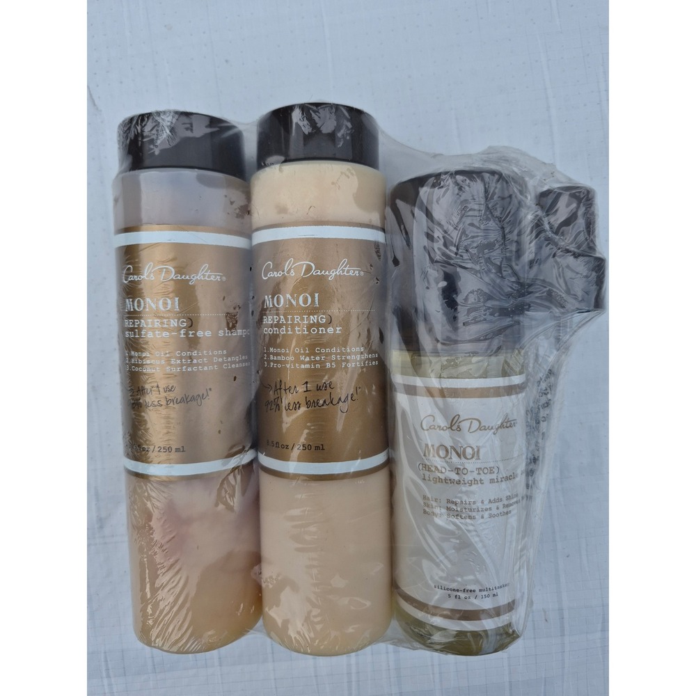 Carols Daughter Monoi Repairing Shampoo Conditioner & Miracle Oil 3pc Set